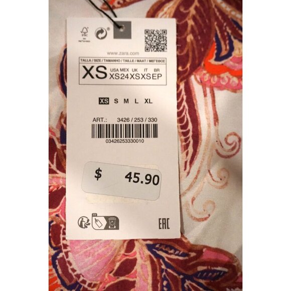 Zara Women's Floral Boho Print Long Sleeve Blouse - Size XS, NWT - Picture 4 of 5